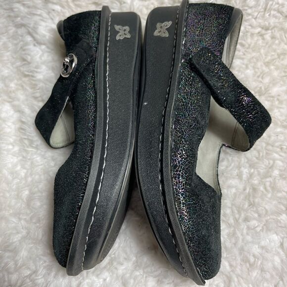 Alegria leather black suede Mary Jane with multi color sparkling glitter… - Picture 6 of 9